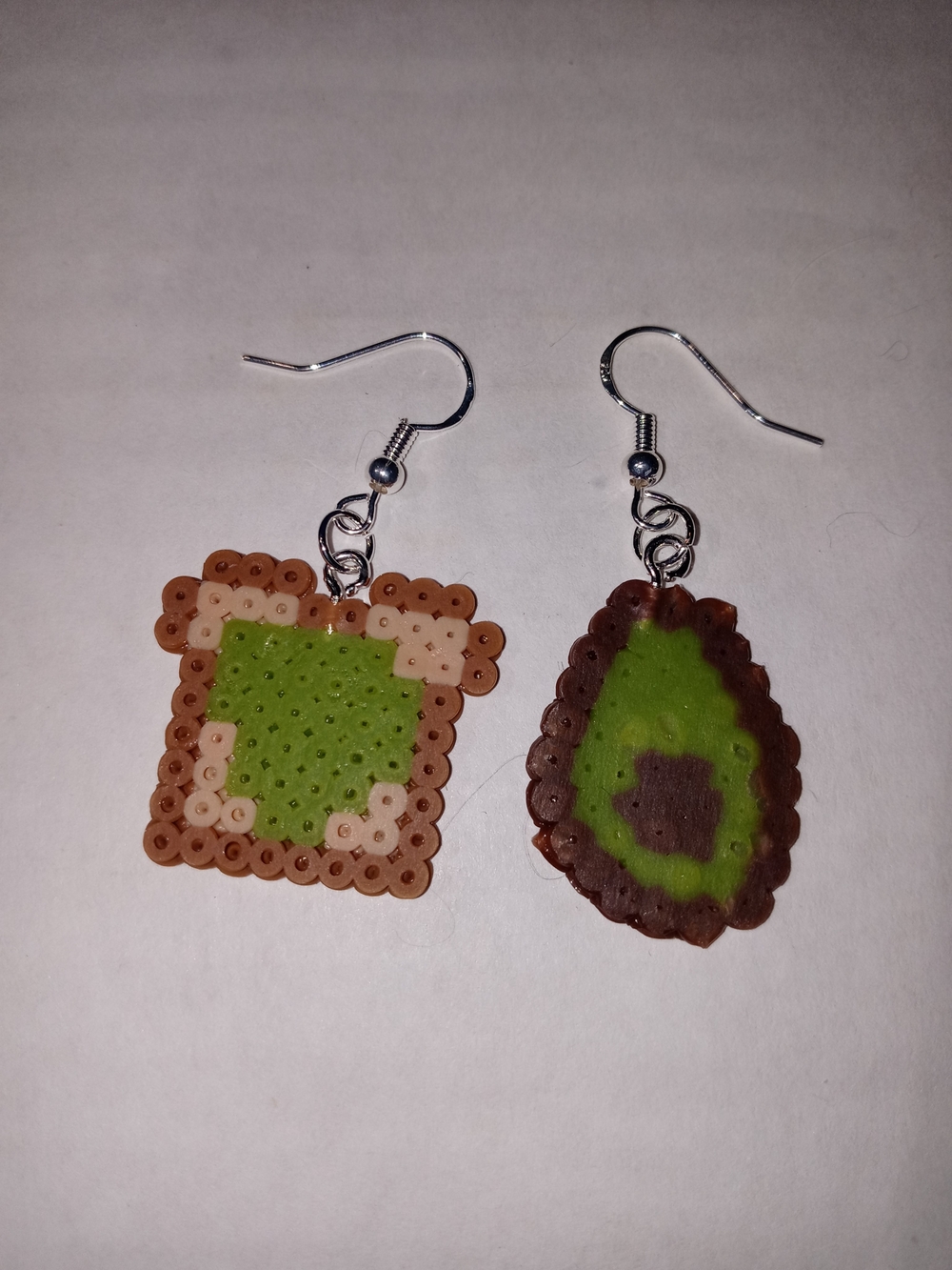 Green Avocado Dangle Earrings - Playful Food Charm Jewelry